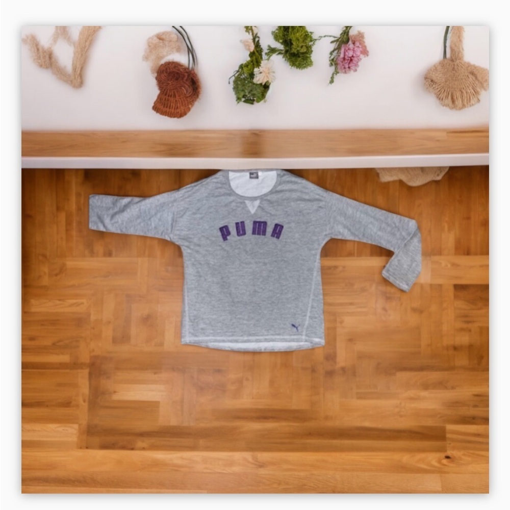 Women’s Sz S LOGO Puma Sweatshirt -Grey w/Purple -crew neck EUC-Sz S - Picture 5 of 12